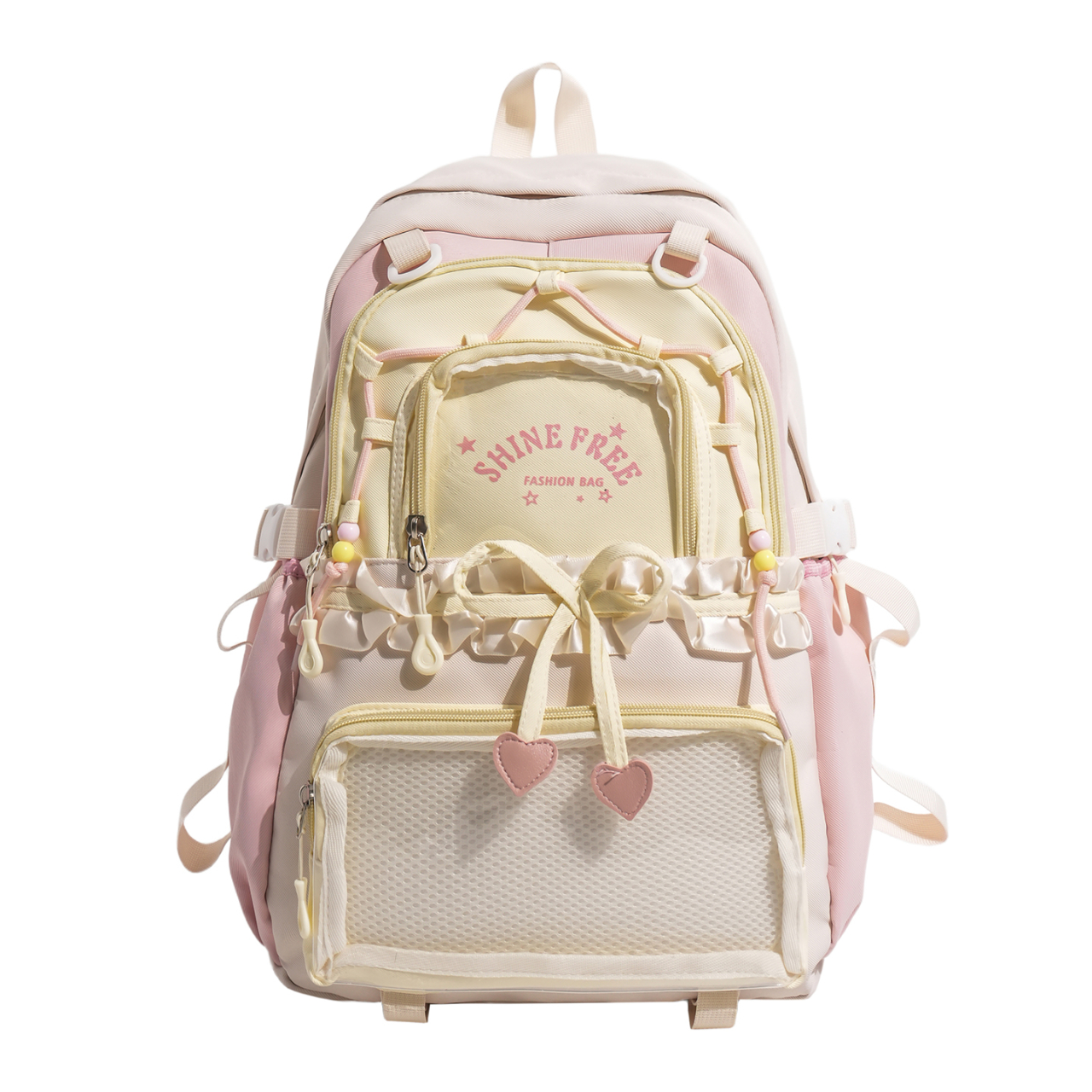 Color-Block Clear Window School Backpack