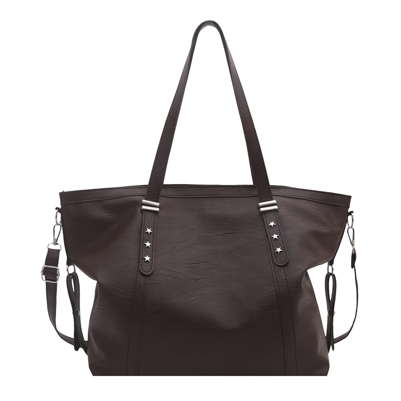 Vintage Soft PU Tote Bag with Star Studs