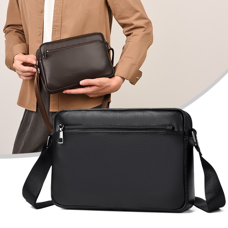 Men's Pebbled-Grain Crossbody Shoulder Bag