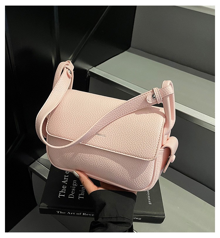 Pebbled PU Flap Shoulder Bag